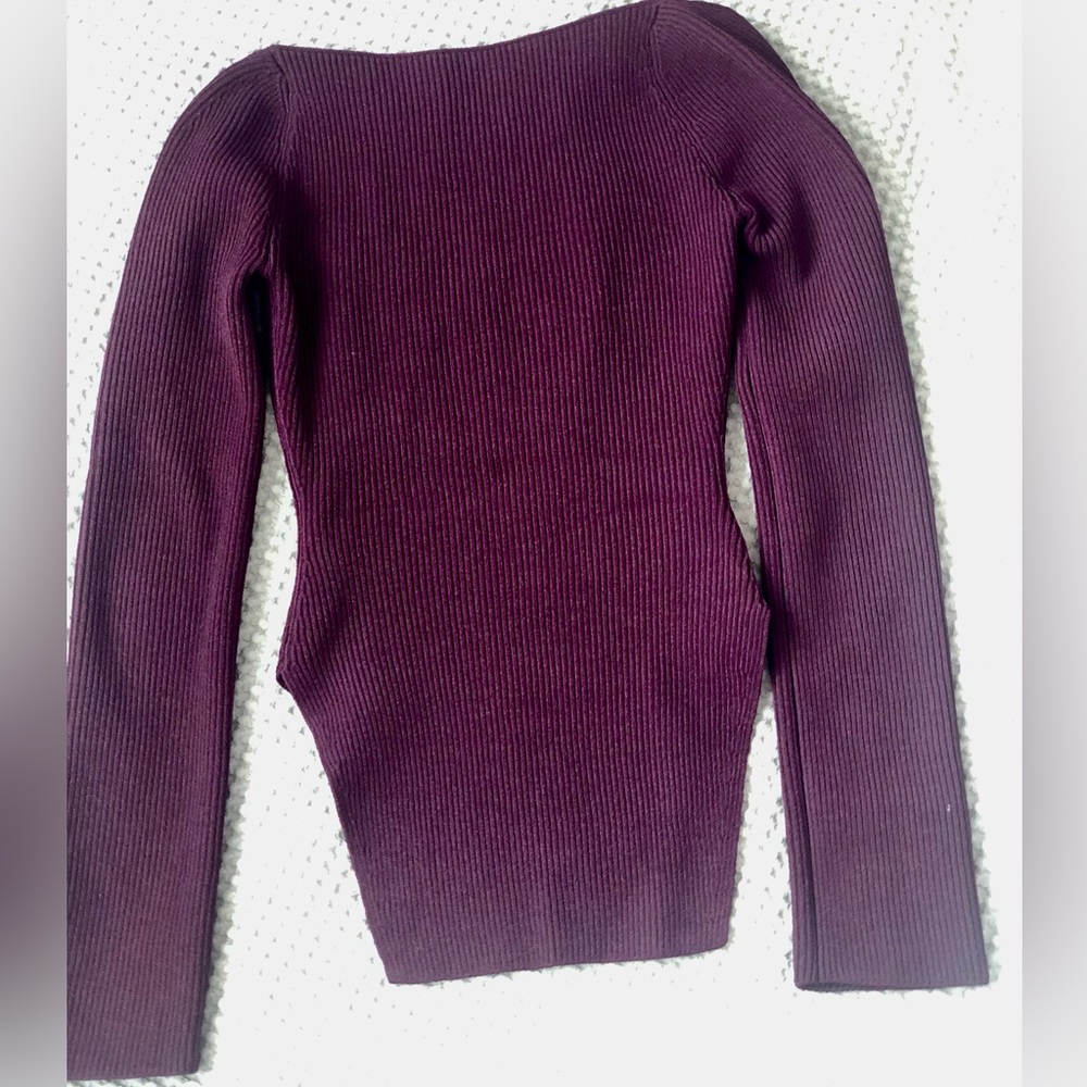 Khaite Maddy Knit Bustier Sweater, M, Merlot - Picture 6 of 9